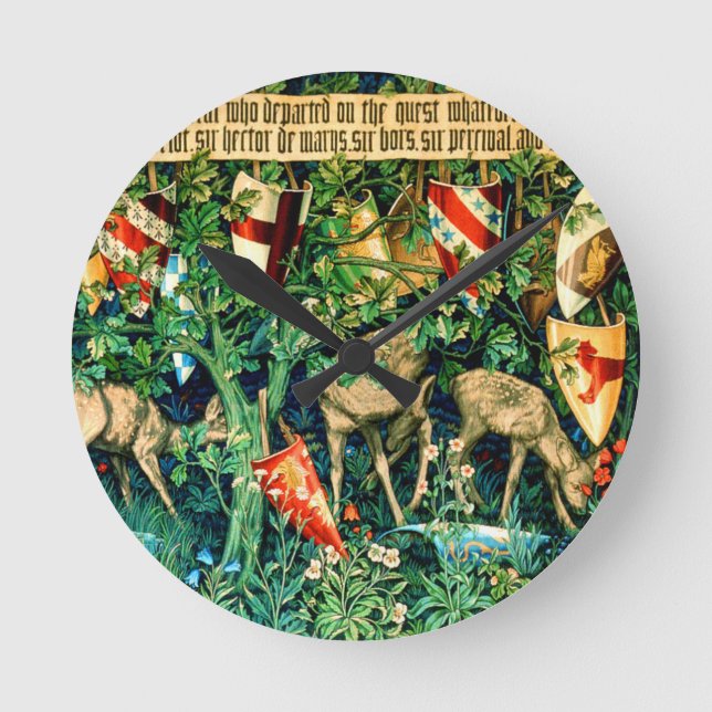 Medieval King Arthur William Morris Runde Wanduhr (Vorderseite)