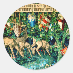Medieval King Arthur William Morris Runder Aufkleber