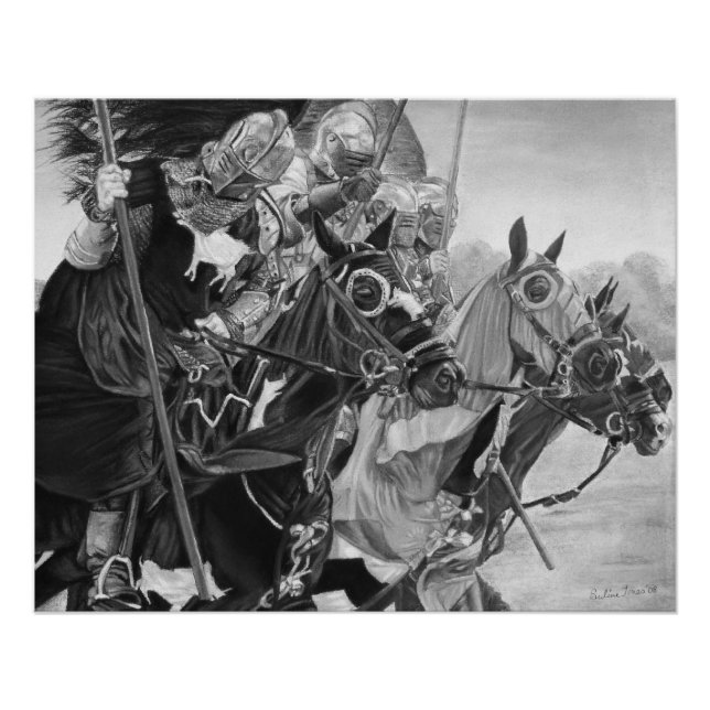Medieval Knights Jousting Horses Art Poster (Vorderseite)