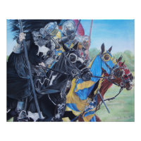 Medieval Knights Jousting Horses Art