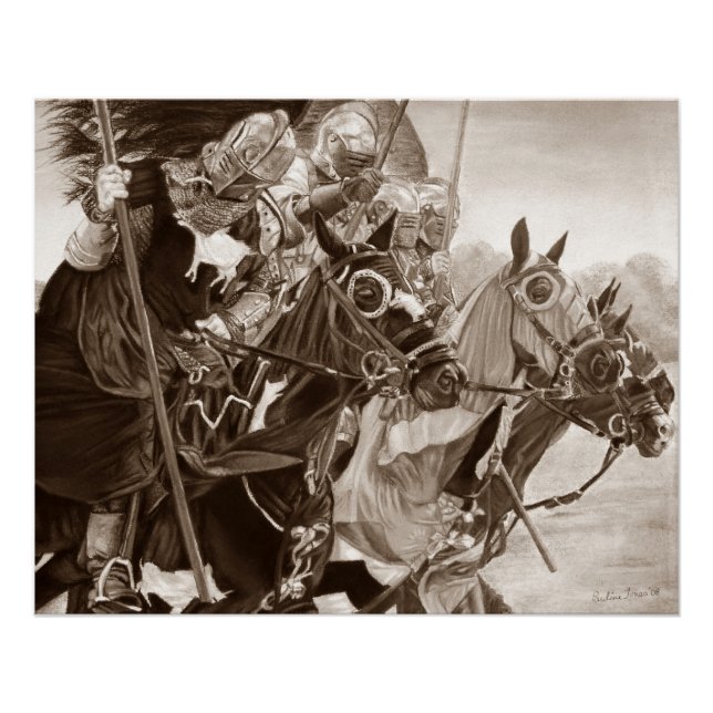 Medieval Knights Jousting Horses Art Poster (Vorderseite)