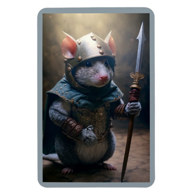 Medieval Rat with Spear Magnet (Vertikal)