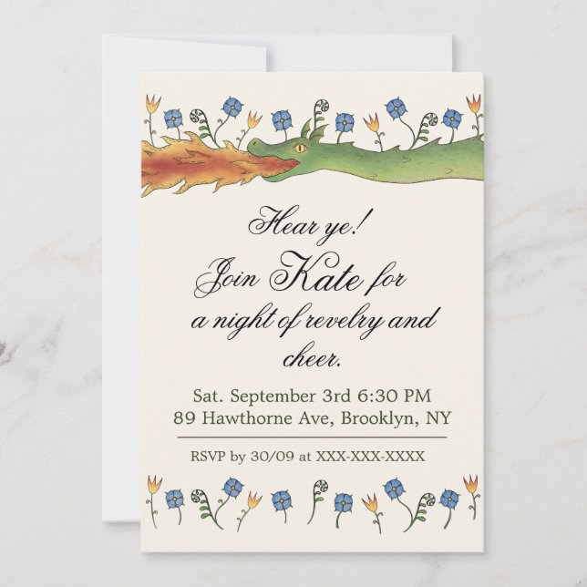 Medieval Ren Faire  dragon Invitation Einladung (Vorderseite)