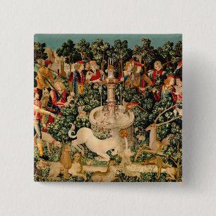 Medieval Unicorn-Teppiche Druck: Met Cloisters Button