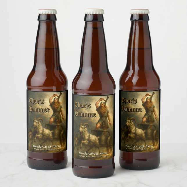 Medieval Viking God Thor Template Bierflaschenetikett (Flaschen)