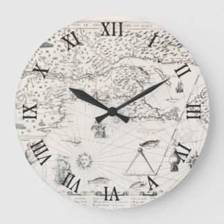 Medieval World map Quebec Nouvelle-France America Große Wanduhr