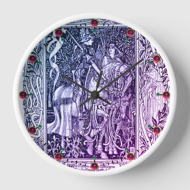 MEDIEVALE LEGENDS Lady and Knight Horseback Floral Uhr (Vorderseite)