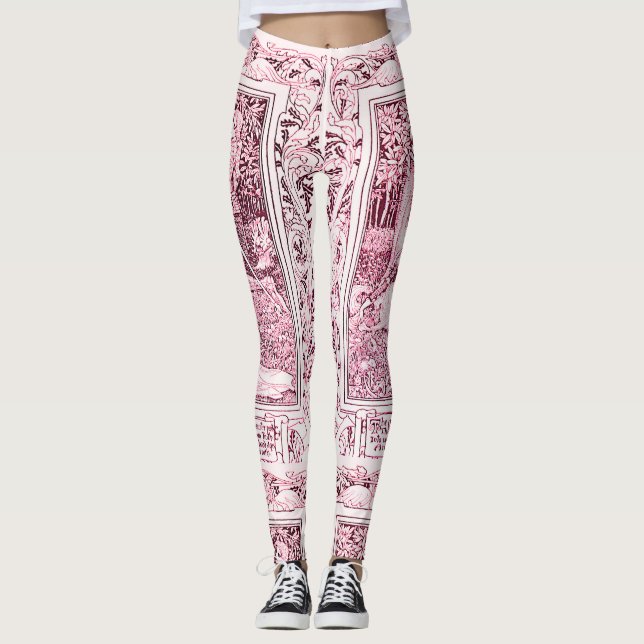 MEDIEVALE LEGENDS Lady and Knight, Pink White Flor Leggings (Vorderseite)