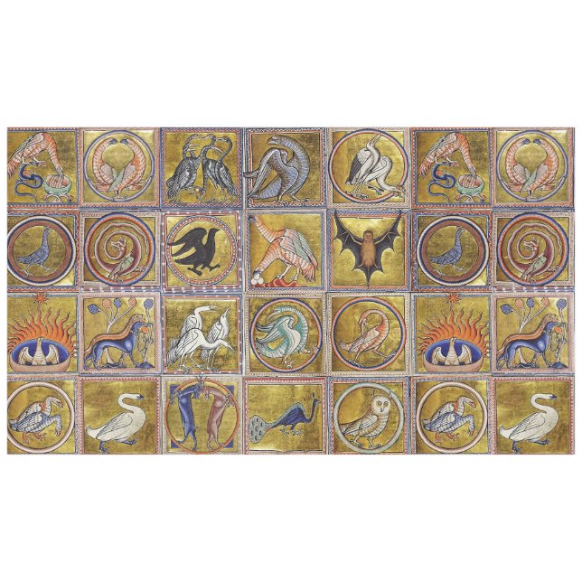 MEDIEVENT BESTIARY, FANTASTISCHE TIERE, GOLD ROT B TISCHDECKE (Vorderseite (Horizontal))