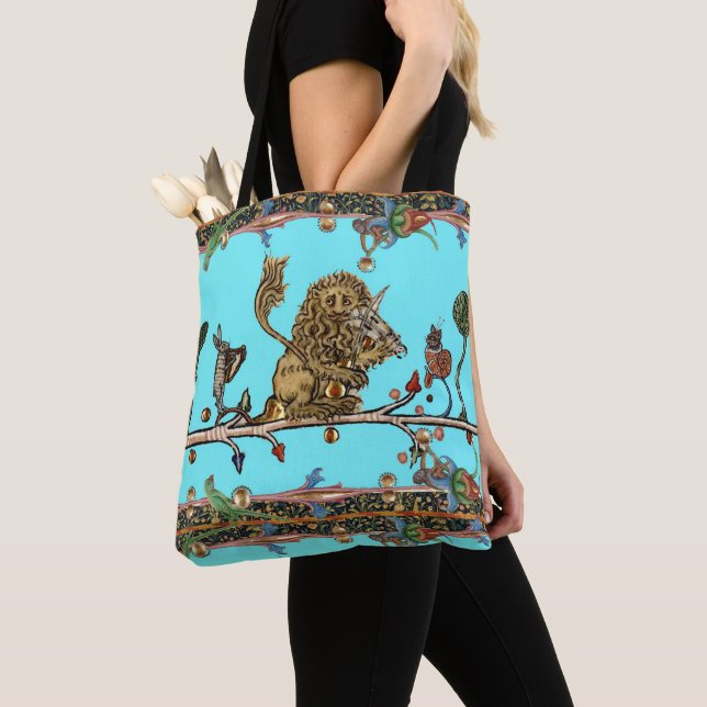 MEDIEVENT BESTIARY MAKING MUSIC Violinist Lion Blu Tasche (Von Nahem)