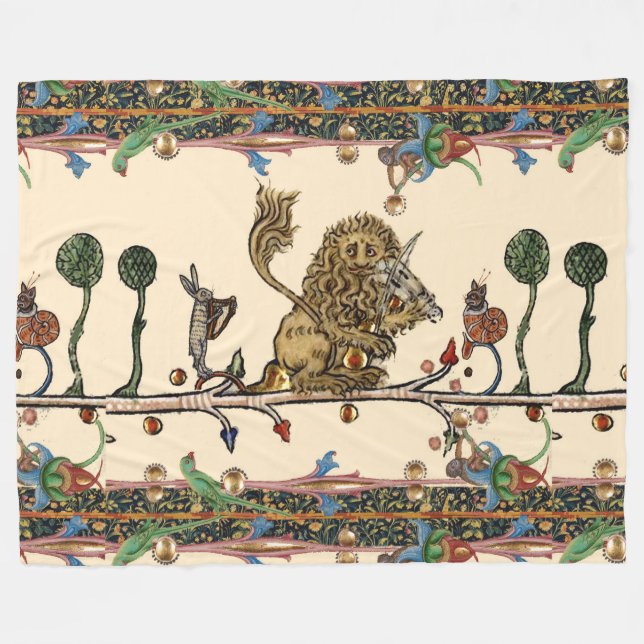 MEDIEVENT BESTIARY MAKING MUSIC Violinist Lion,Har Fleecedecke (Vorderseite (Horizontal))