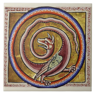MEDIEVENT BESTIARY, SNAKE DRAGON CIRCLES FLIESE