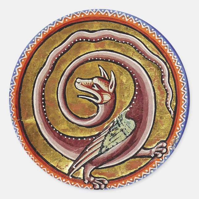 MEDIEVENT BESTIARY, SNAKE DRAGON CIRCLES RUNDER AUFKLEBER (Vorderseite)