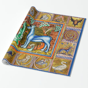 MEDIEVENT BESTIARY, UNICORN,FANTASTISCHE TIERE GESCHENKPAPIER