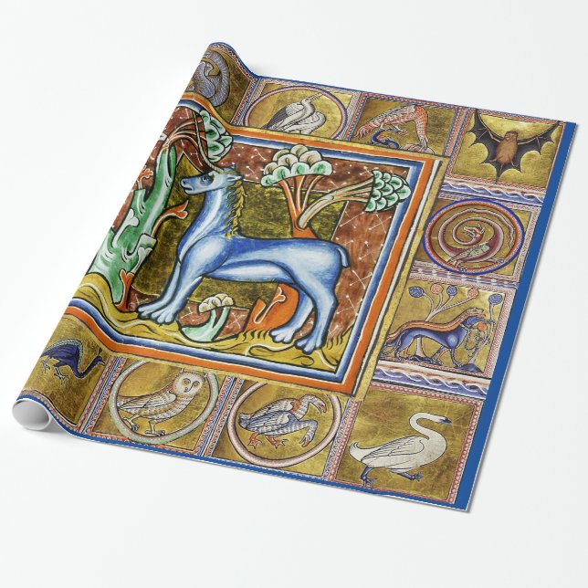 MEDIEVENT BESTIARY, UNICORN,FANTASTISCHE TIERE GESCHENKPAPIER (Ungerollt)