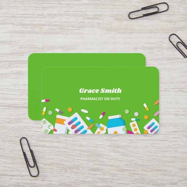 Medikation Visitenkarte (Vorderseite/Rückseite Beispiel)