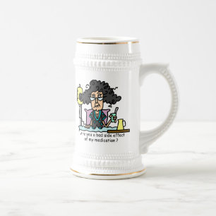 Medikations-Nebenwirkungs-dunkles Haar Bierglas