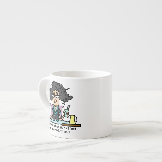 Medikations-Nebenwirkungs-dunkles Haar Espressotasse (Vorderseite Links)