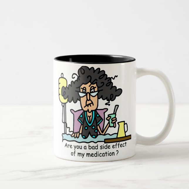 Medikations-Nebenwirkungs-dunkles Haar Zweifarbige Tasse (Rechts)