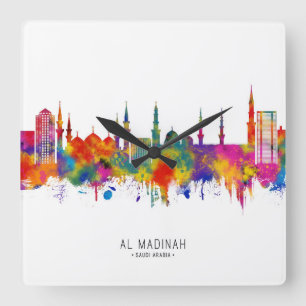 Medina Saudi Arabia Skyline Quadratische Wanduhr