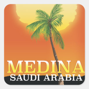 Medina Saudi-Arabien Reiseplakat Quadratischer Aufkleber
