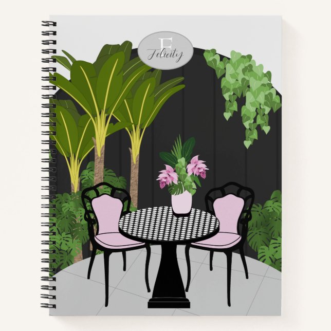 Medinilla Garden Courtyard Monogram Notizbuch (Vorderseite)