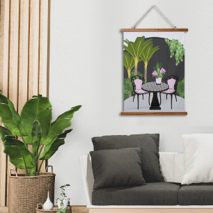 Medinilla Garden Courtyard Wandteppich Mit Holzrahmen