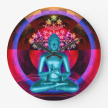 Meditating Blue Buddha Wall Clock