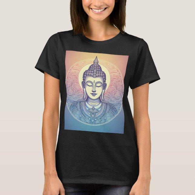 Meditating Buddha Mandala Art T-Shirt - Zen Spirit (Vorderseite)