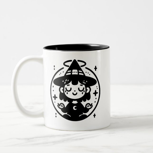 Meditating Witch Circle Halloween Mug | Two-Sided  Zweifarbige Tasse (Links)