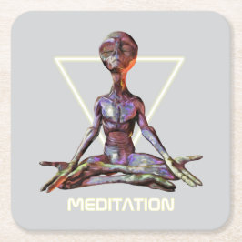 Meditation. Alien in ruhiger Pose Rechteckiger Pappuntersetzer