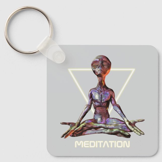 Meditation. Alien in ruhiger Pose Schlüsselanhänger (Vorderseite)