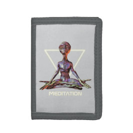 Meditation. Alien in ruhiger Pose Trifold Geldbörse