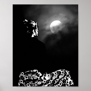 Meditation am Montag: Schwarz-Weiß-Illustration Poster
