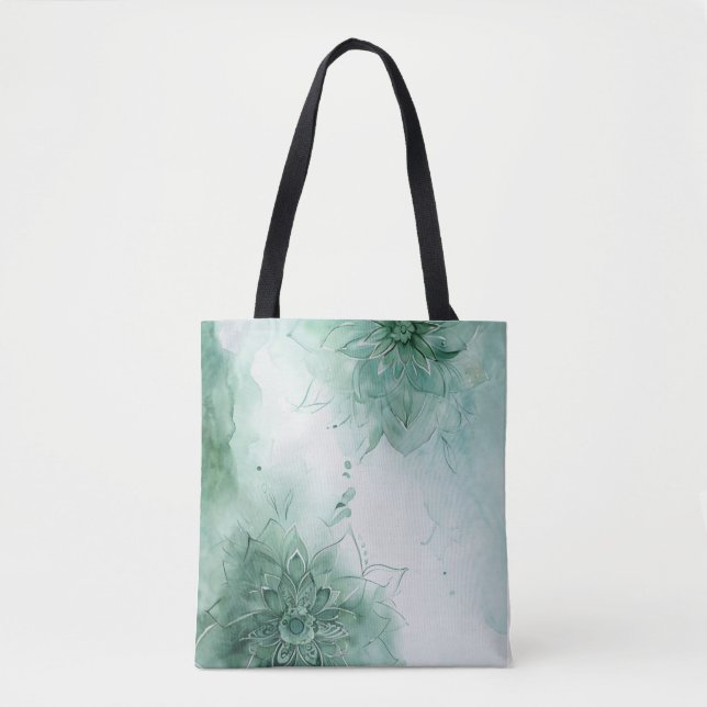Meditation and relax - calming Green Mandala  Tasche (Vorderseite)