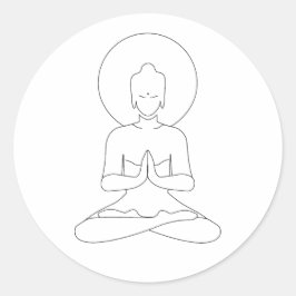 Meditation Black outline silhouette human. Runder Aufkleber