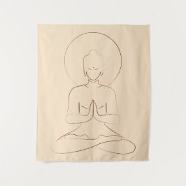 Meditation Black outline silhouette human. Wandteppich