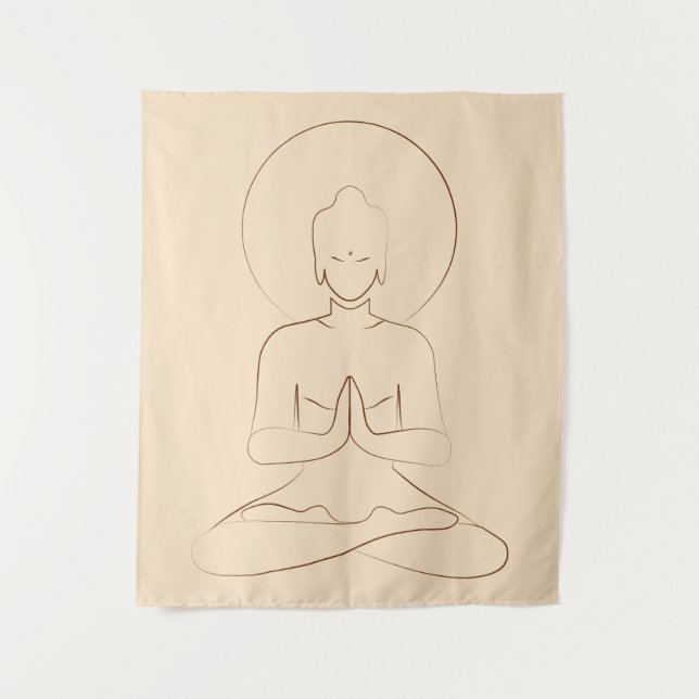 Meditation Black outline silhouette human. Wandteppich (Vorderseite)