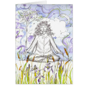 Méditation de Yoga de femme Namaste Rose Dessin bl