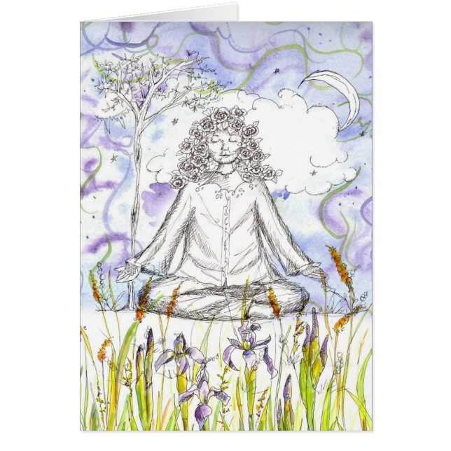 Méditation de Yoga de femme Namaste Rose Dessin bl (Devant)