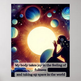 Meditation der Frau über die Körperposition Poster