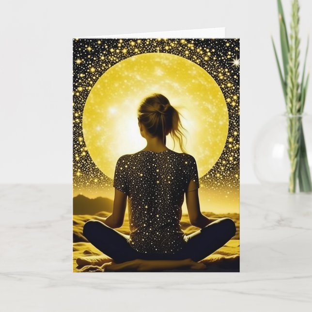 Meditation der Frau unter dem Mond Karte (Vorderseite)