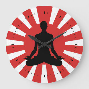 Meditation des aufgehende Sonne-Yoga 4 Große Wanduhr