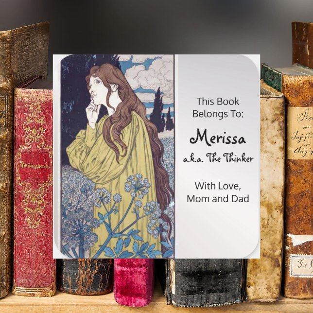 Meditation durch Eugene Grasset Quadratischer Aufkleber (Von Creator hochgeladen)