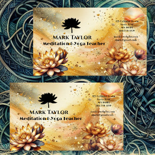 Meditation Geistiger Yoga-Lehrer Gold Lotus Logo Visitenkarte