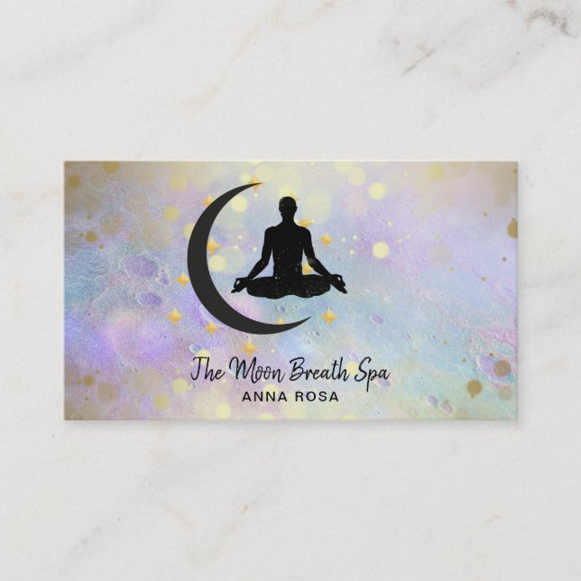 *~* Meditation Gold Man + Moon Yoga Mindfulness Visitenkarte (Vorderseite)