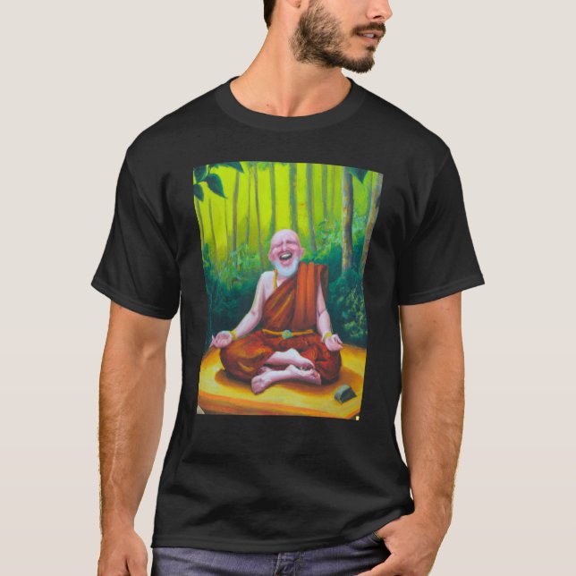 Meditation Guru Laughing Zen Buddha Meditation T-Shirt (Vorderseite)