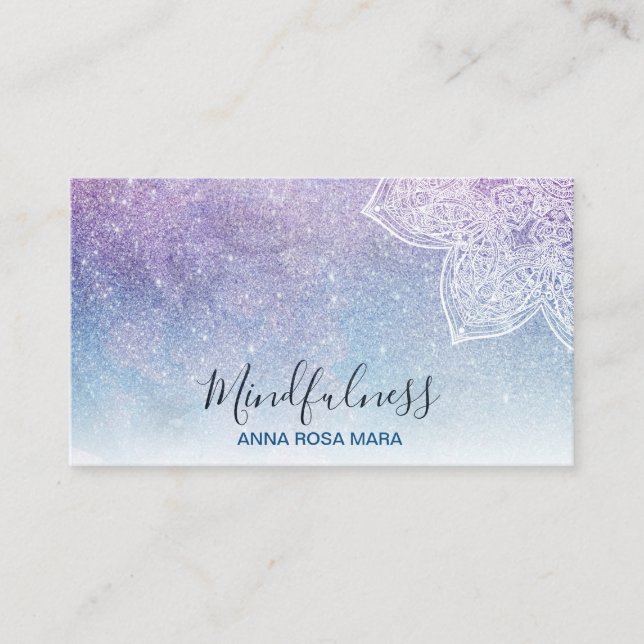 *~* Meditation Mandala Reiki Ombre Yoga Glitzer Visitenkarte (Vorderseite)