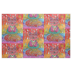 Méditation mignonne Yoga Tissu de chat