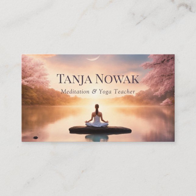 Meditation Pastellsee und Mond Visitenkarte (Vorderseite)